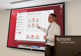 Dan Bello demonstrates how to use Rutgers Room Control.