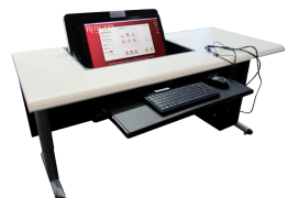 The Digital Classroom Flip-Top is housed within the instructor table.