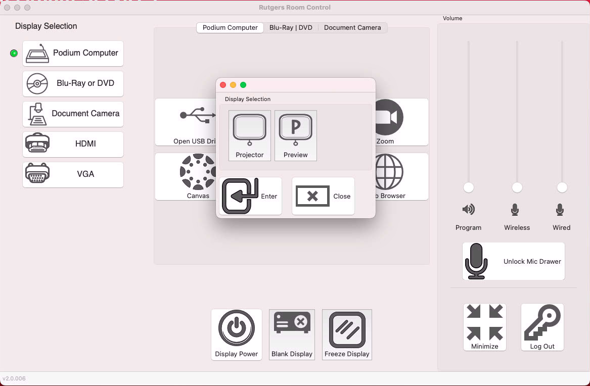 Digital Classroom Podium - Display Selector
